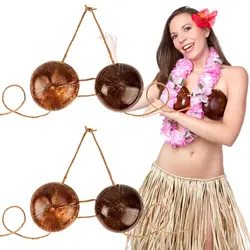 Coconut Bra with Cord - Natural Hawaiian Coconut Shell Chest Tops