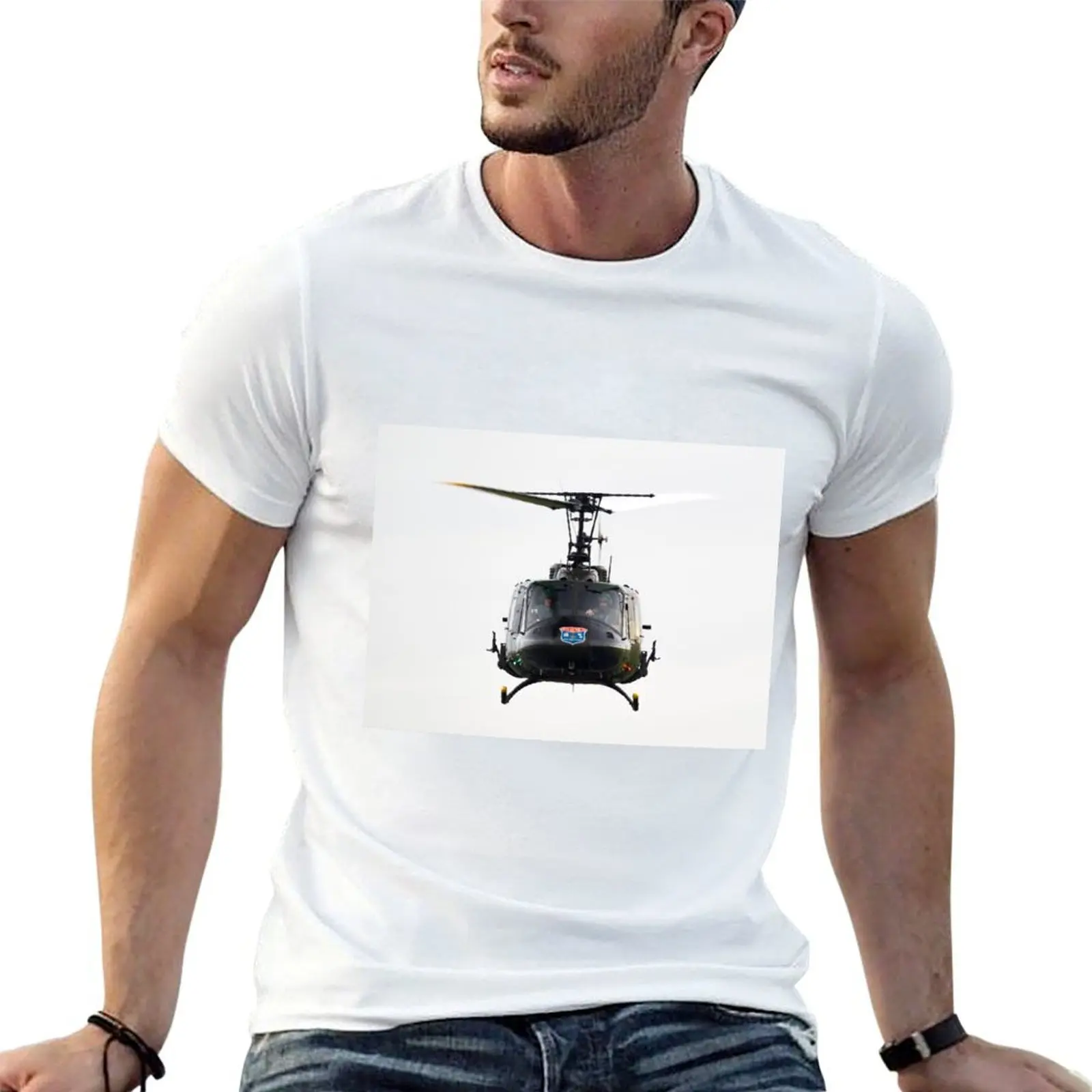 Bell UH-1H Iroquois head-on T-Shirt Aesthetic clothing plain mens designer t shirt