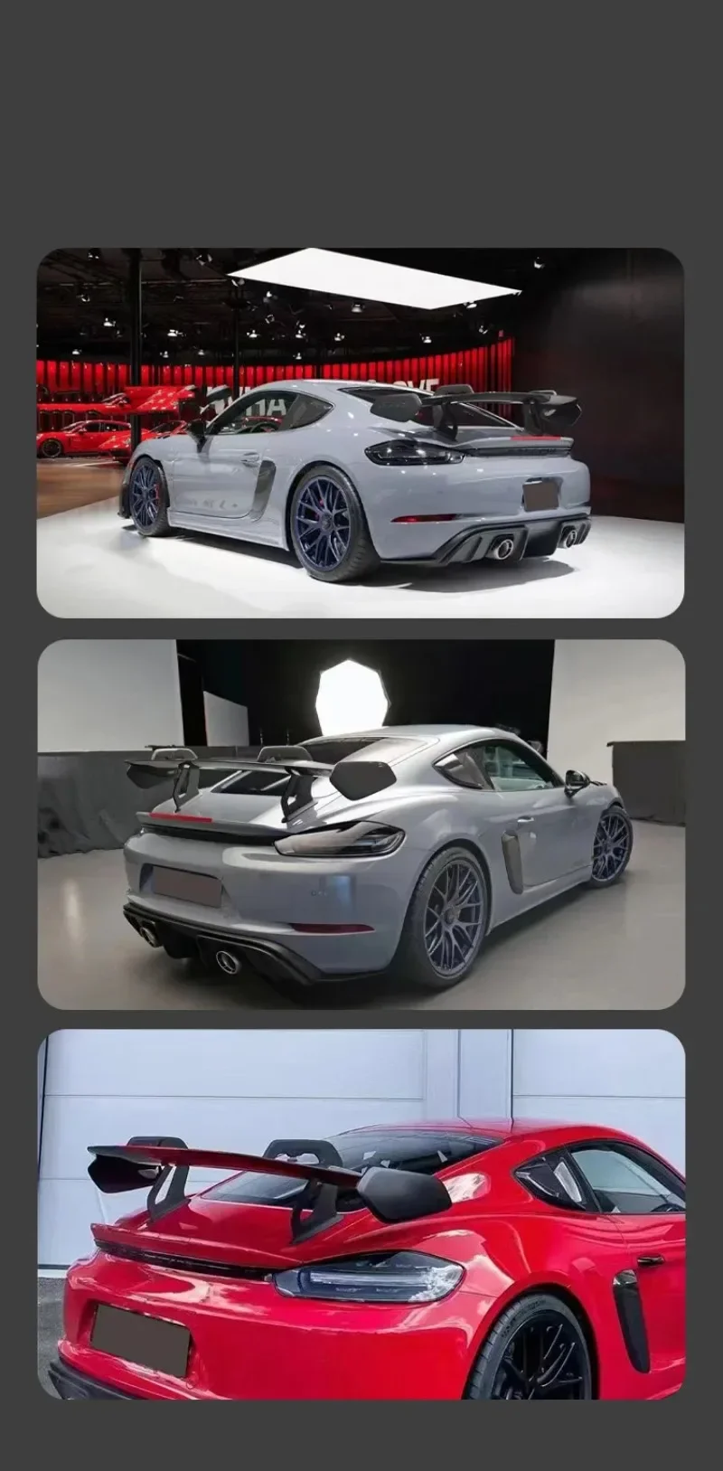 GT4RS GT Style Real Carbon Fiber Fibre Rear Trunk Spoiler Big Wing forPorche 718 Cayman