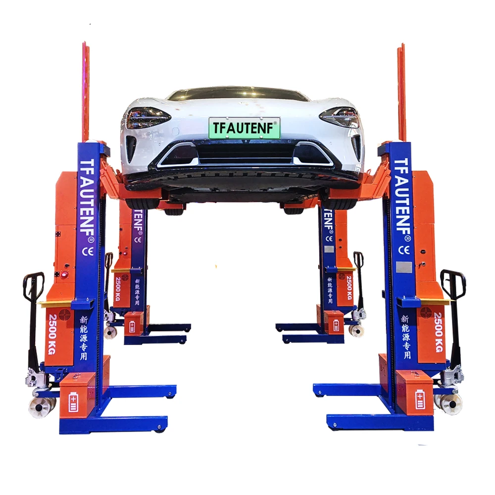 Wireless Electric-hydraulic 4 Post Car Lift for Electrical Cars  Mobile Column Lift with 10t Lifting Capacity