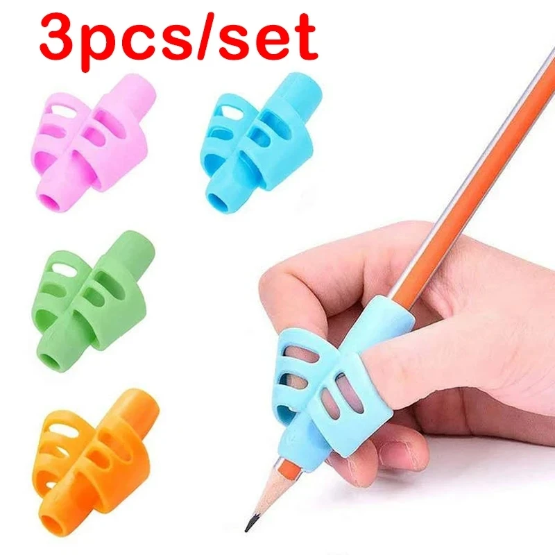 3Pcs Stationery Children Writing Correction Device Silicone Pen Holder Students Learning Write Corrector Tool Teaching Equipment