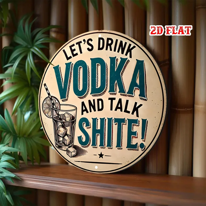 2D Flat, 1pc Funny Bar Decor - Vintage Drinking Party Metal Sign with 