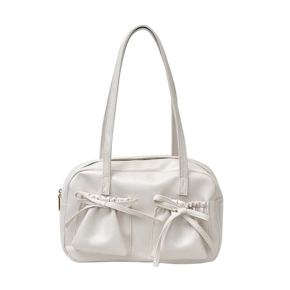 

Casual Designer Ribbons Bowling Tote Bag Y2k Ballet Korean Bow Tie Shoulder Bag Pu Leather Large Capacity Women's Handbag Girls