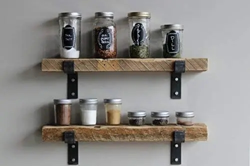 

Accent Shelves | Reclaimed Barn Plank | Set of 2 with Full Brackets (Natural 24"x 4.5"x 2")