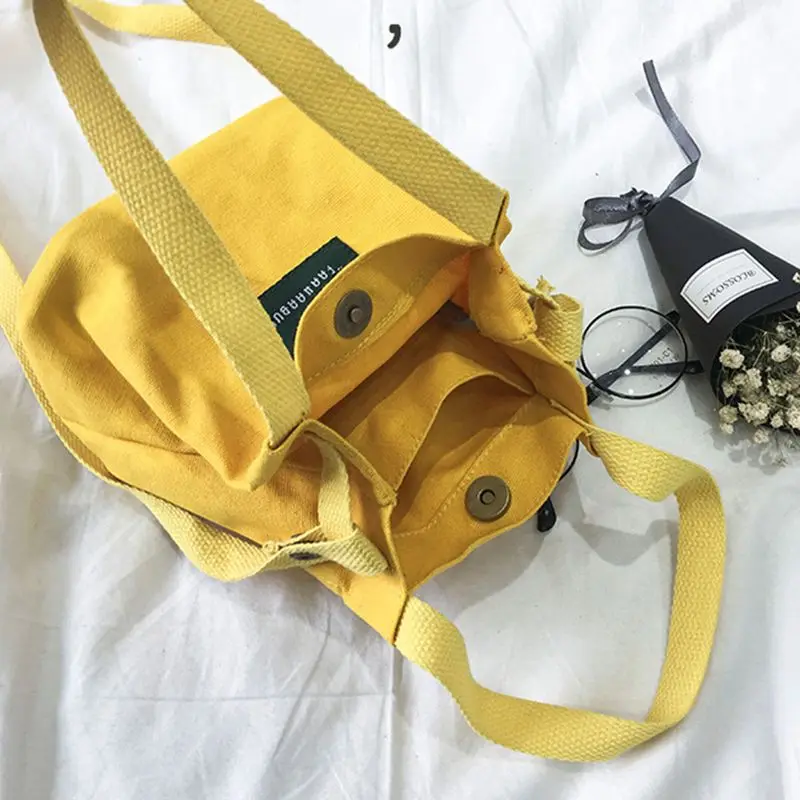 Modna damska płócienna torebka na ramię Tote Purse Cute Travel Bucket Bag Yellow