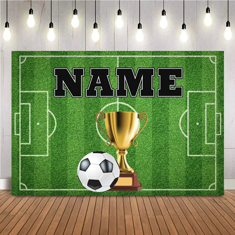 Boy Birthday Backdrop for Newbron Kid Portrait Customize Football Soccer Field Sports Wall Tapestry Baby