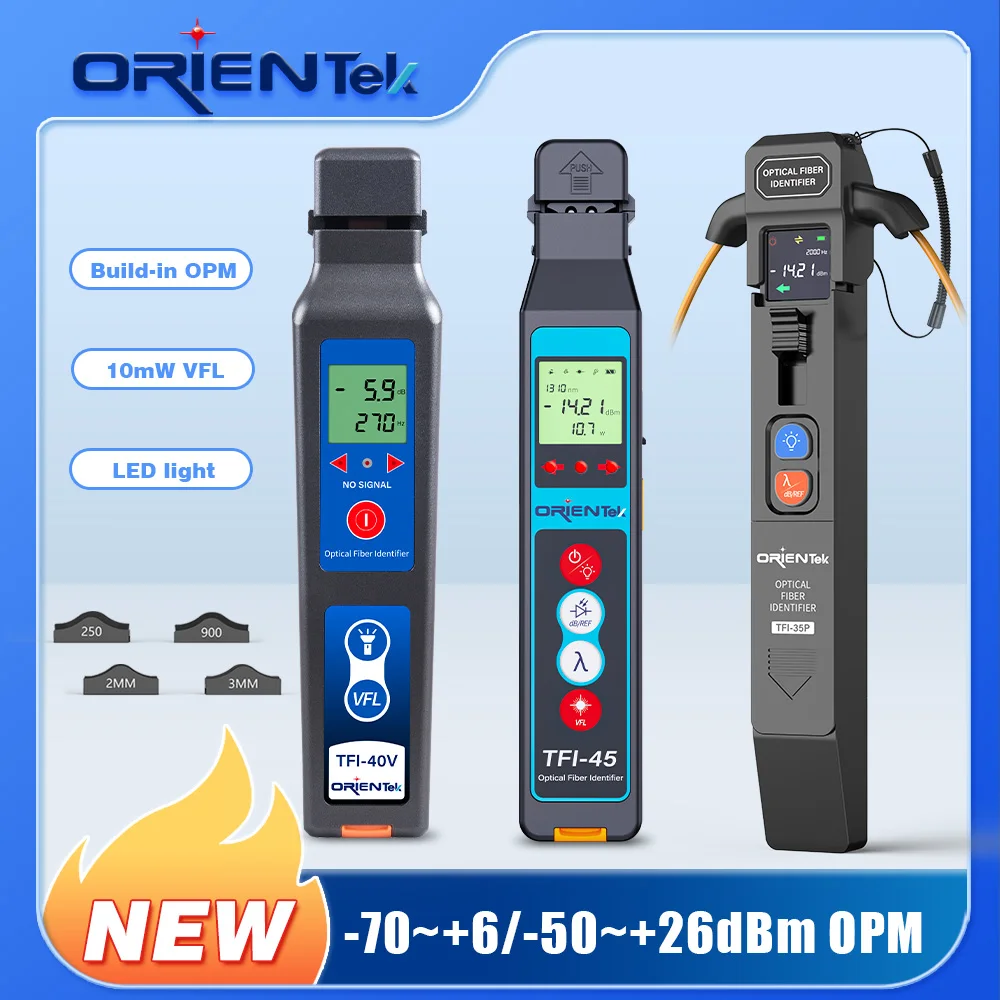 Orientek TFI-40V Optical Fiber Identifier + VFL + LED-Licht, TFI-45 OFI Live Fiber Identifier Detector, Optical Power Meter