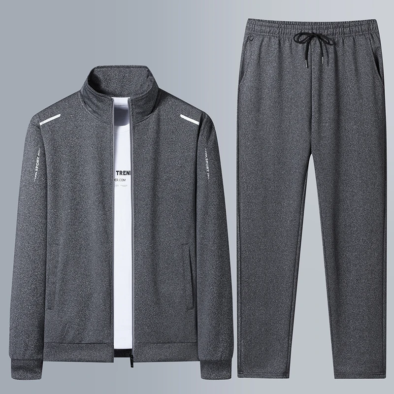 Men's Outdoor Running Windproof Breathable Casual 2 Piece Set Spring Autumn Fashion Long Sleeved Long Pants Trendy Suit exercise