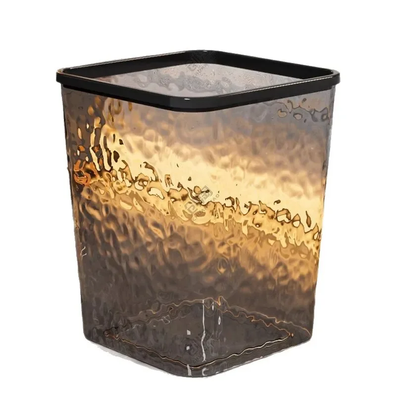Light Luxury Transparent Trash Can Large Capacity Thickened Waste Basket for Living Room Bedroom Toilet High Value Household