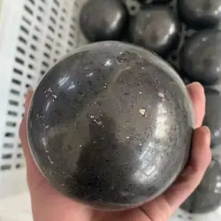 Shungite Ball Stone Natural Crystal Schungite Black Ball Quartz Point Sphere Feng Shui Ornaments Minerals Home Decoration