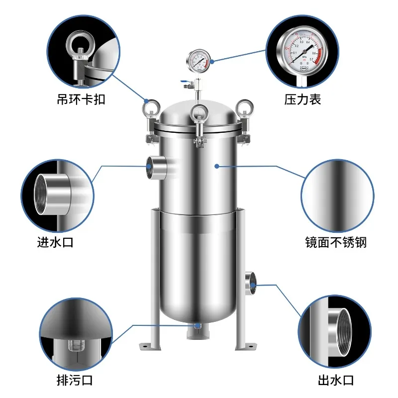 Industrial well cement and sand tap water front large flow precision impurity filter