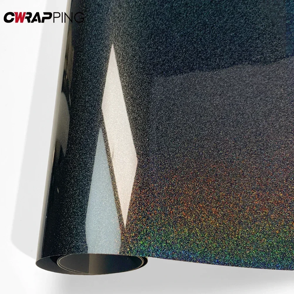 Motorcycle Laser Flash Point Black Vinyl Wrap Films Waterproof Self-Adhesive Auto Wrap Stickers for Car Decoration Accessories