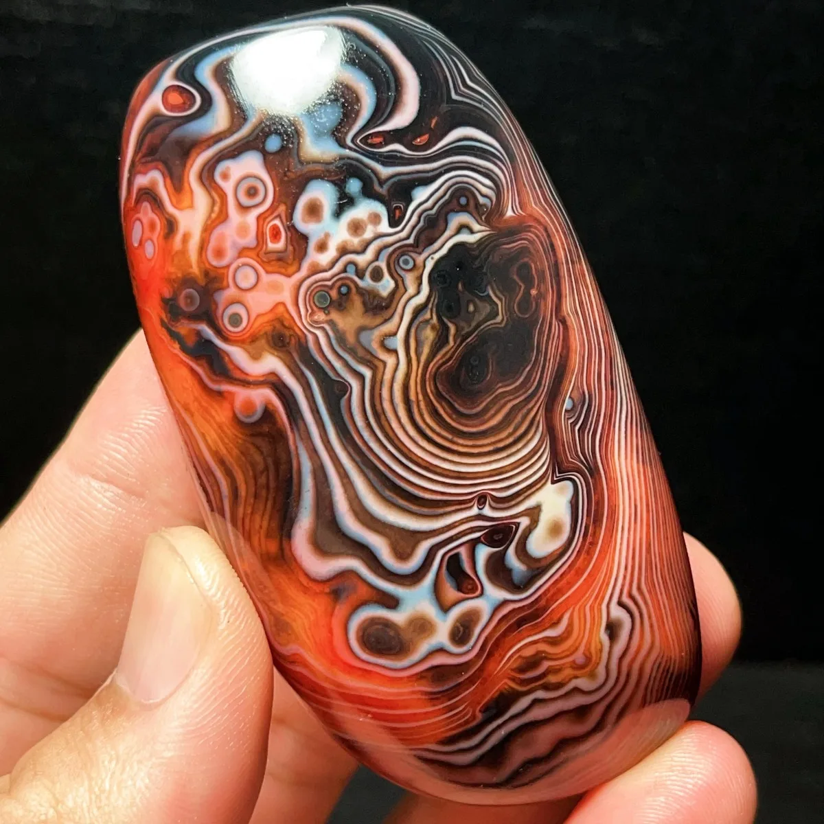 Large Crystal Clear Banded Agate Worry Stone, Sunset Tone, Tumbled Polished, Gift Giving, Natural Stone, Table Display