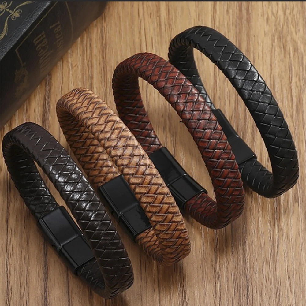1m Echtes Rindsleder Geflochtenes Kordel Flaches Geflochtenes Lederband DIY Schmuckherstellung Armband Halskette Taschengriff Bastel-Lederseil – Detail 7