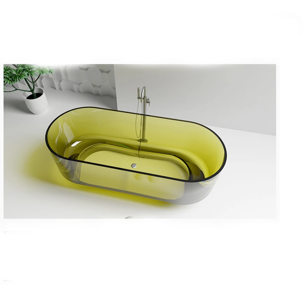 

1700x720x560mm Resin Rectancular Colored Transparent Tub Freestand Pedestal Bathtub 8675