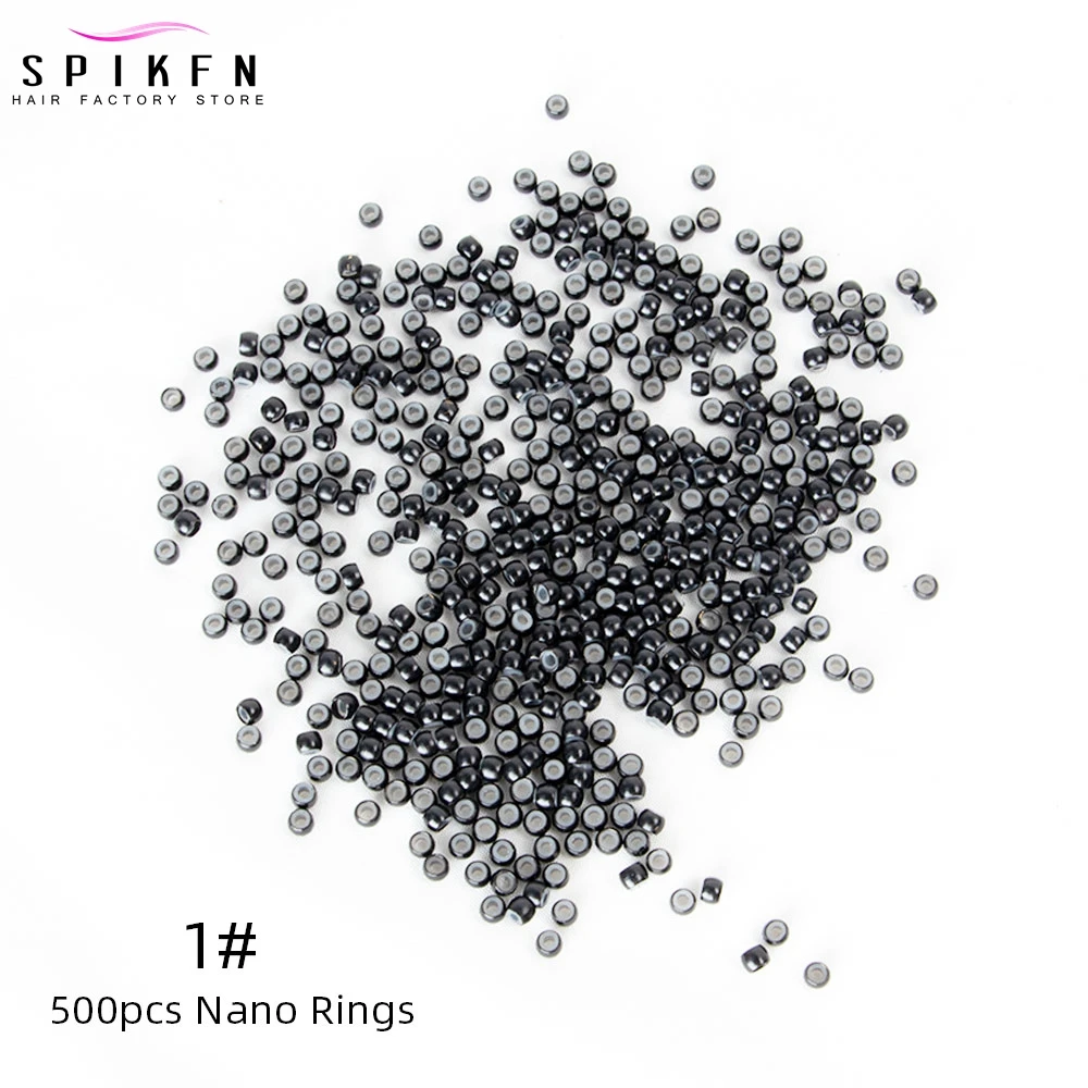 500pcs Silicone Nano Rings Copper Rings Silicone Line Hair Beads with 1pc Hair Loop 1pc Plier For Salon