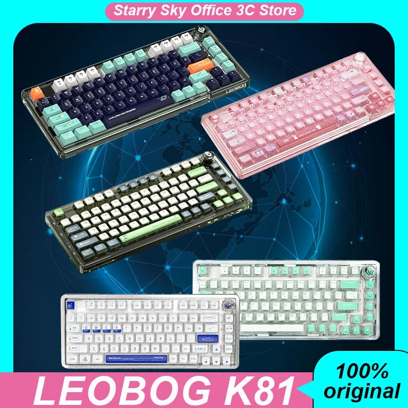 

Leobog K81 Mechanical Keyboard Wireless Bluetooth 3mode Multifunctional Knob 75% 81keys Hot Plugging Rgb Esports Game Keyboard