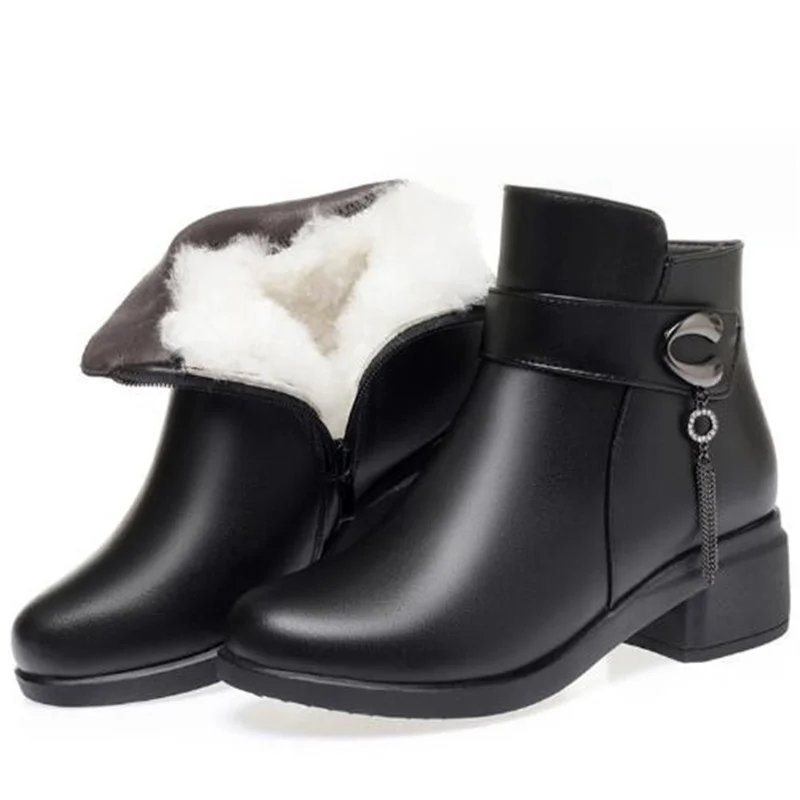 ZXRYXGS 2025 Large Size Winter Genuine Leather Boots Women Fashion Shoes Warm Wool Boots Plus Velvet Snow Boots Women Boots New
