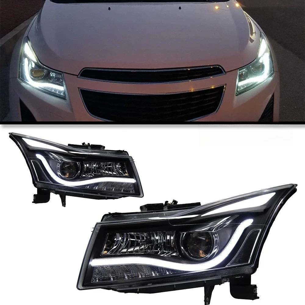 Фара в сборе для Chevrolet Cruze 2009-2014 годов выпуска, с ксеноновыми ангельскими глазками, светодиодными дневными ходовыми огнями, указателями поворота, дальним светом и противотуманными фарами.