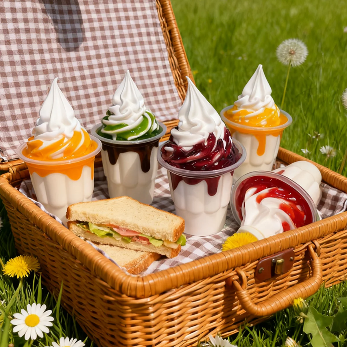 14 سنتيمتر بولي يوريثان واقعية مثلجات الآيس كريم وهمية بارفيه مع المربى تسلق الحلوى عرض للتصوير ديكور حفلات متجر نافذة الدعامة