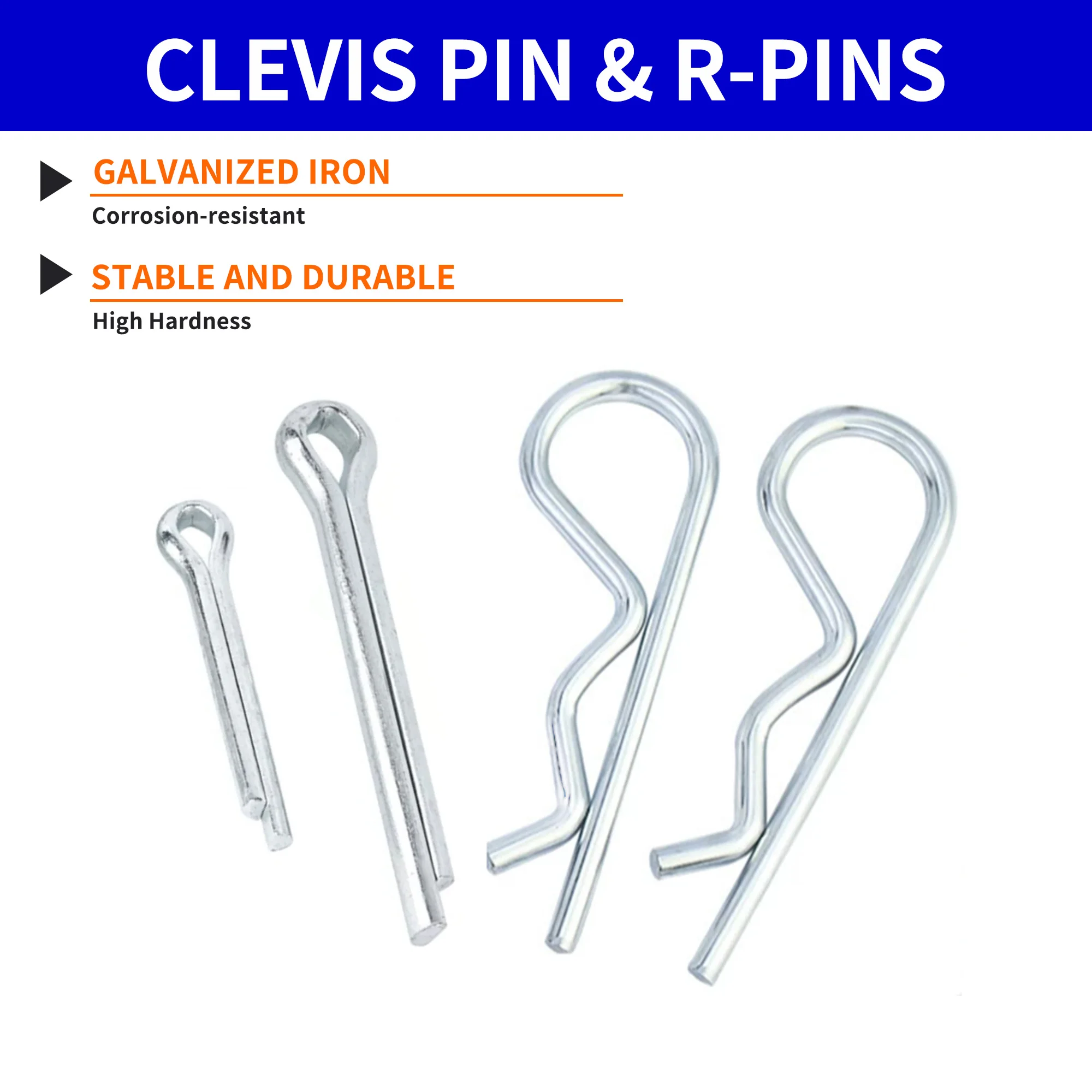 458pcs Cotter pin and R-pin assortment kits available in 10 sizes Locking Pin Split Pin Tractor Clip Mechanical Hitch Pin Carbon