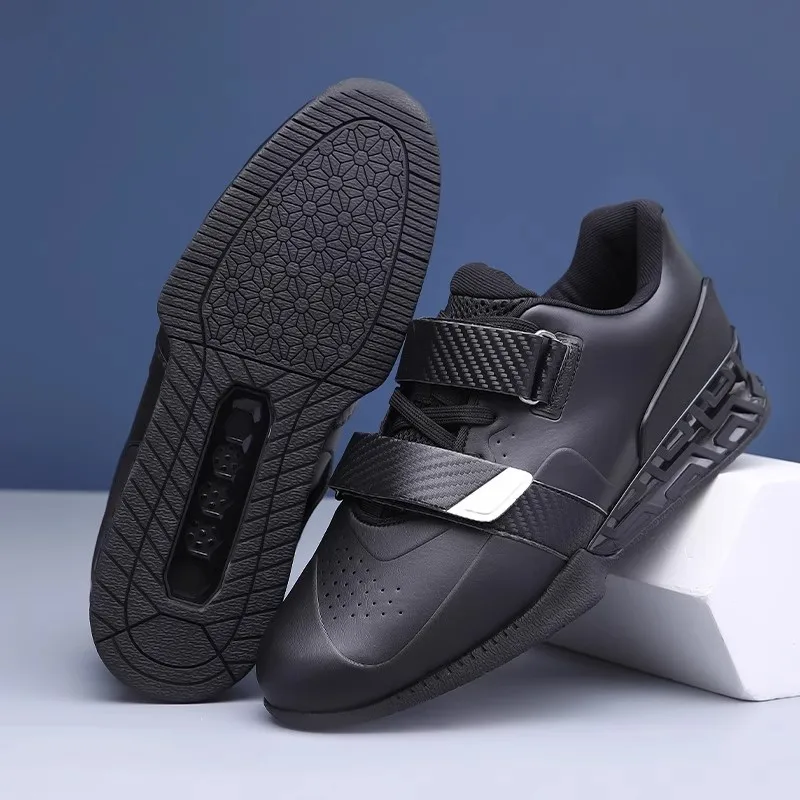 Professional weightlifting shoes for men with rubber outsoles for strength training. Specialised shoes for deadlifts and squats.