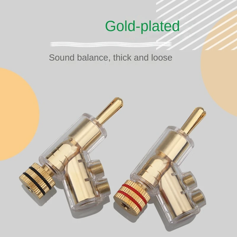Self-Locking Banana Plug  Hi-End Copper Speaker Terminal Connector Audio Amplifier Y-Shaped Adapter 1Pair