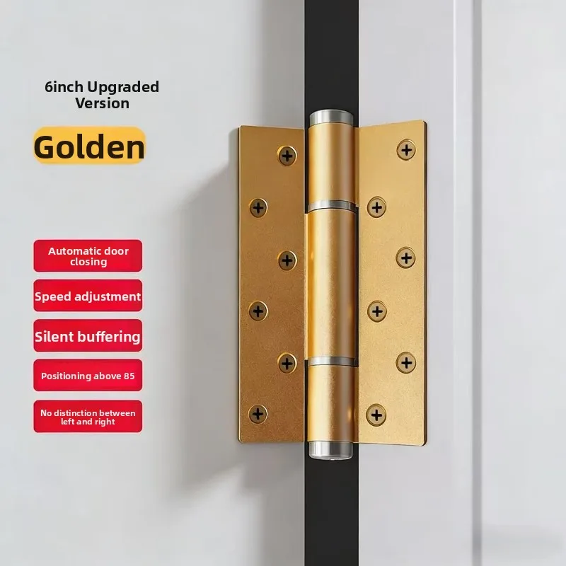 Silent Hydraulic Rebound Concealed Hinge, 6 Inch Auto‑Closing Hardware Fitting Bedroom Household Door Self‑Locking