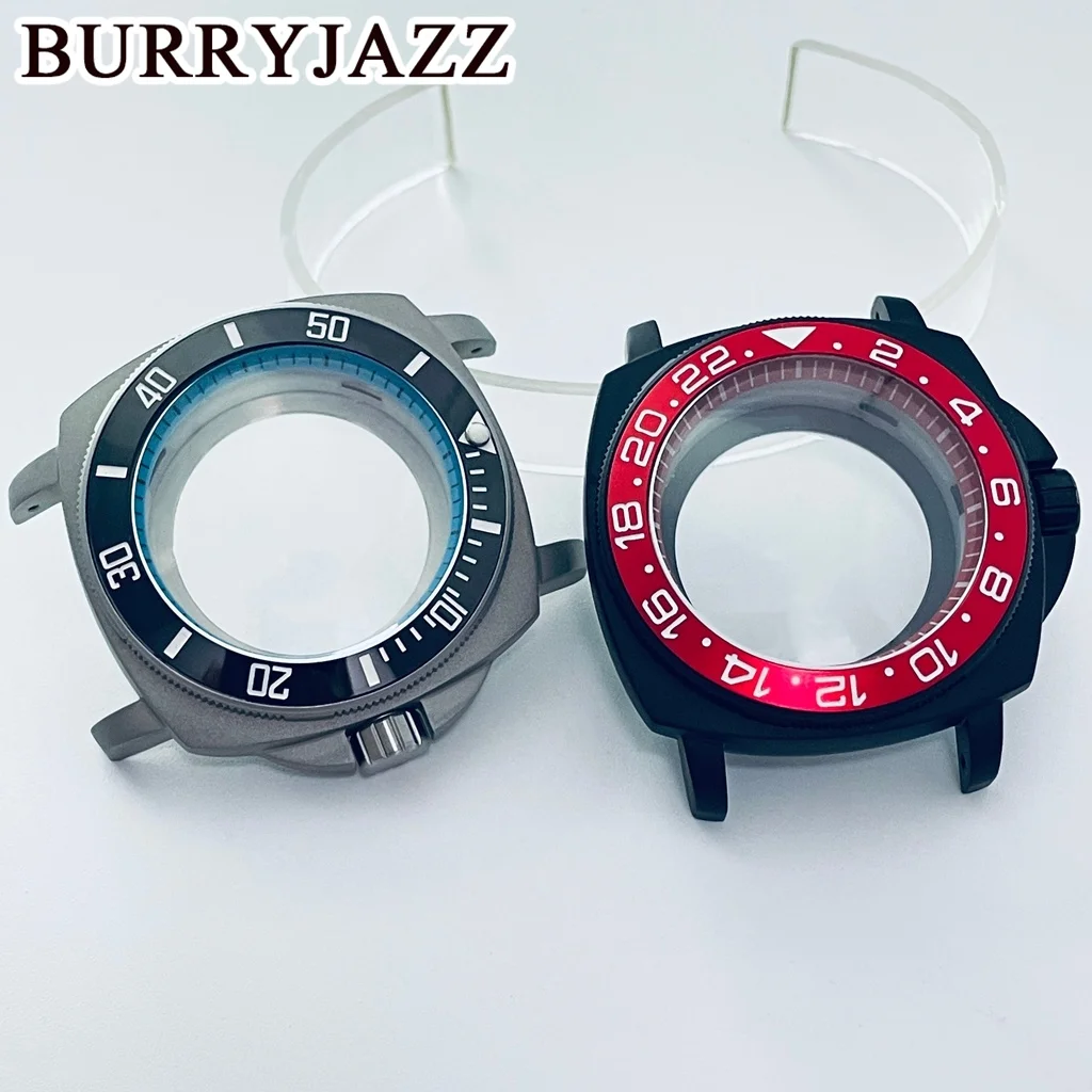 42mm Square  Abalone Diving Watch Case Sapphire Crystal Optional Bezel Fits NH34 NH35 NH36 NH38 Movement 28.5mm Dial Replacement