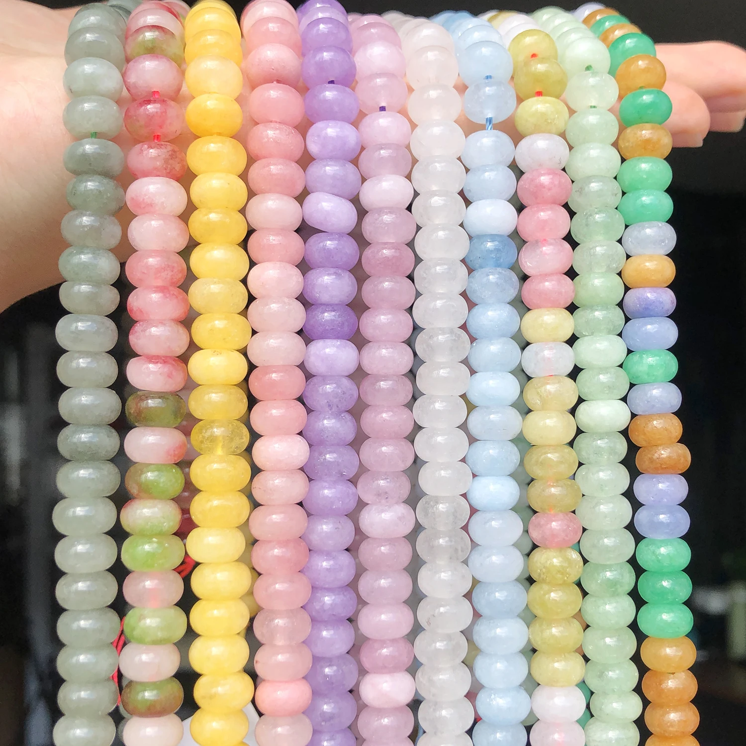 Strawberry Quartz Amazonite Cherry Tourmaline Yellow Jade Beads Loose Spacer Beads For Jewelry Diy Bracelet Necklace Making