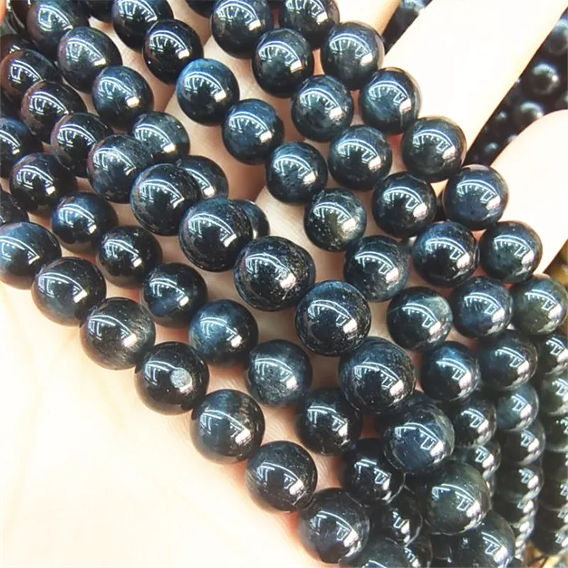 1String Natural Blue Tiger Eye Stone String Loose Beads Nature Material Size 4MM 6MM 8MM 10MM DIY Jewelry Findings