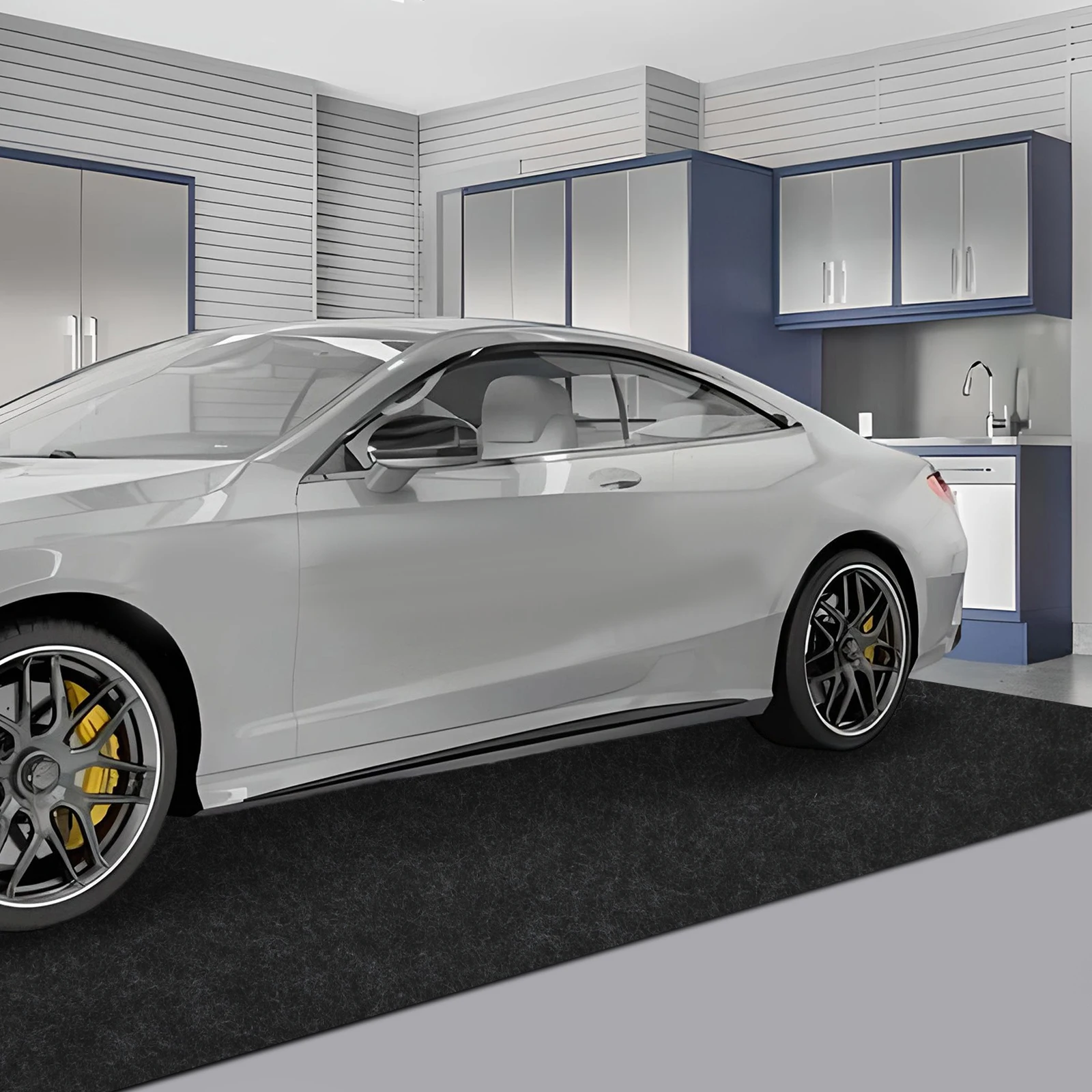 

5.2*2.26m Non-woven Cloth, PE Rectangle Garage Non-slip Floor Protection Mat for Garage, Warehouse, Workshop and Studio Floors