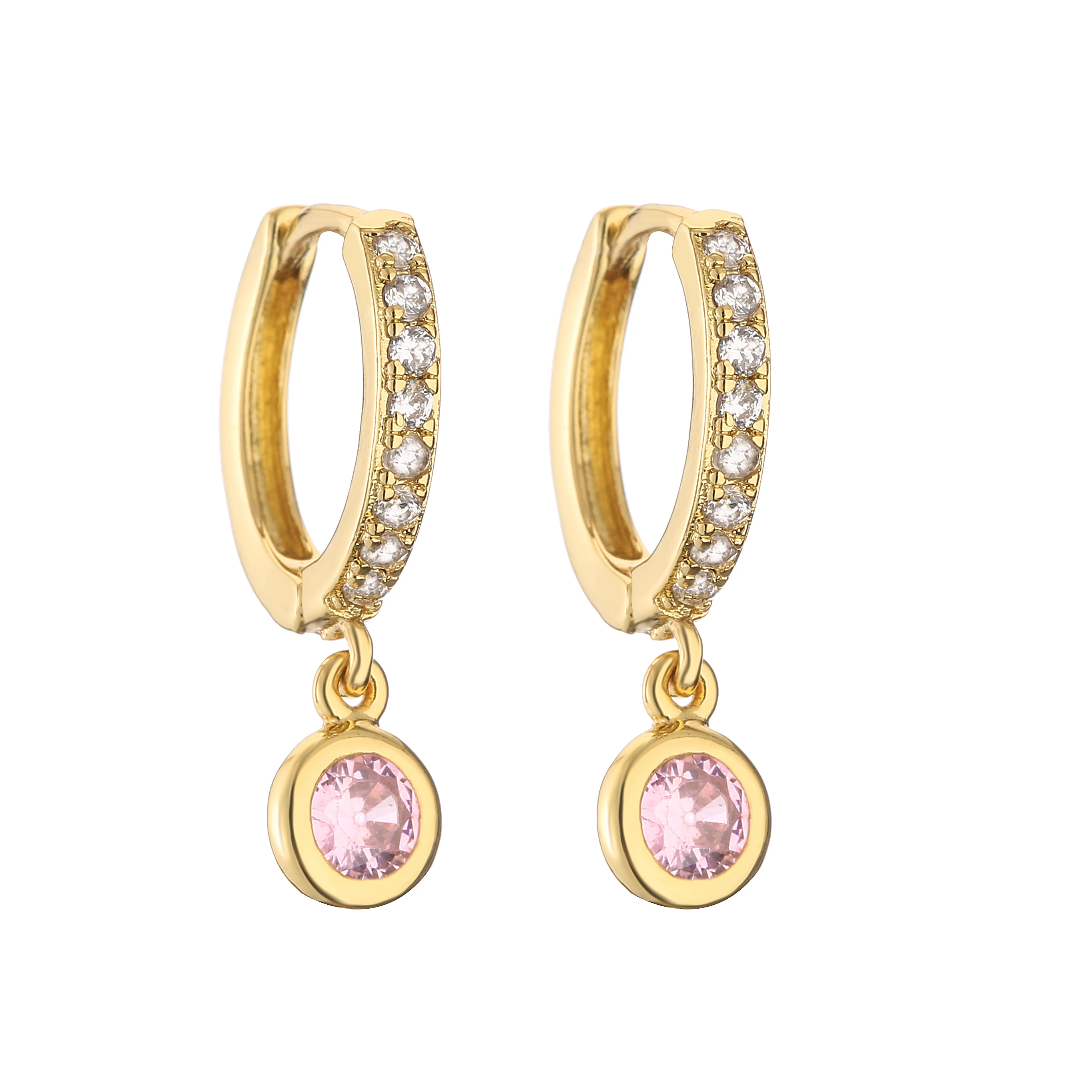 HECHENG,AAAAA CZ Element Small Hoop Stud Earrings For Women ,Sweet Drop Earrings Wholesale Wedding Party Gift