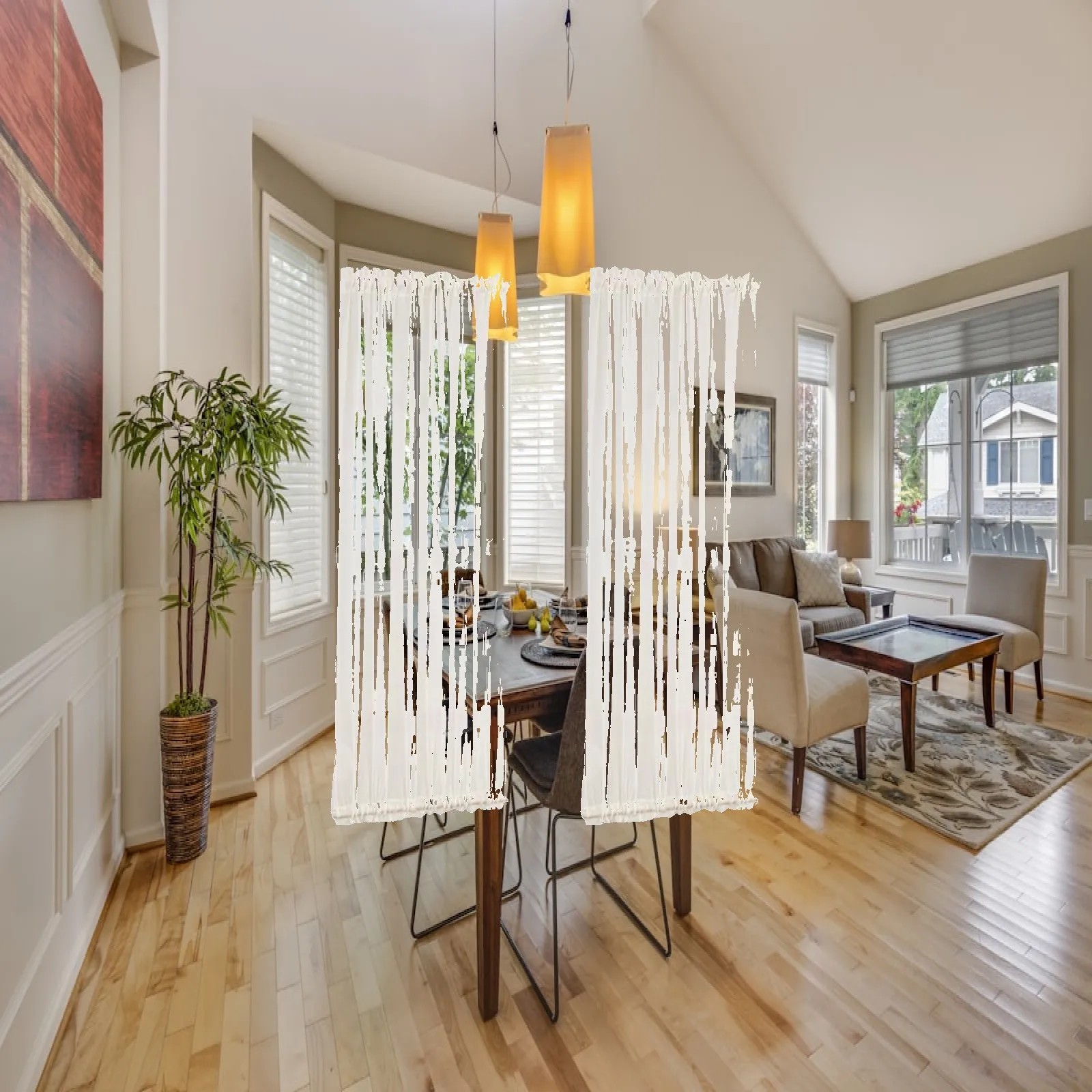 French Door Curtains Panel Polyester Light Filtering Blackout Curtain Bedroom Window Living Room Privacy for Home Room
