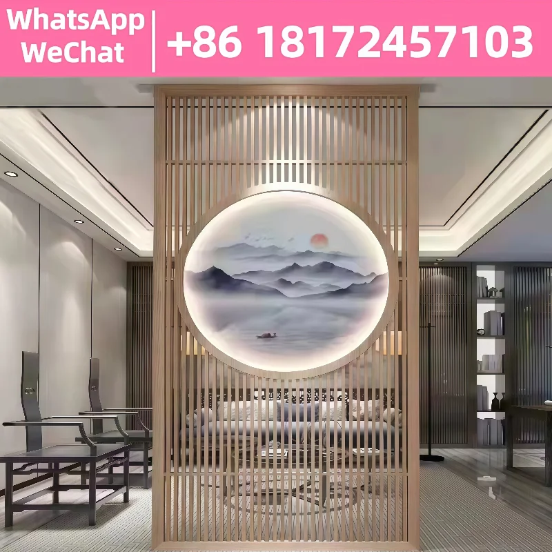 

Custom aluminum alloy screen new Chinese entry partition porch restaurant cabinet Hotel restaurant teahouse teahouse private roo