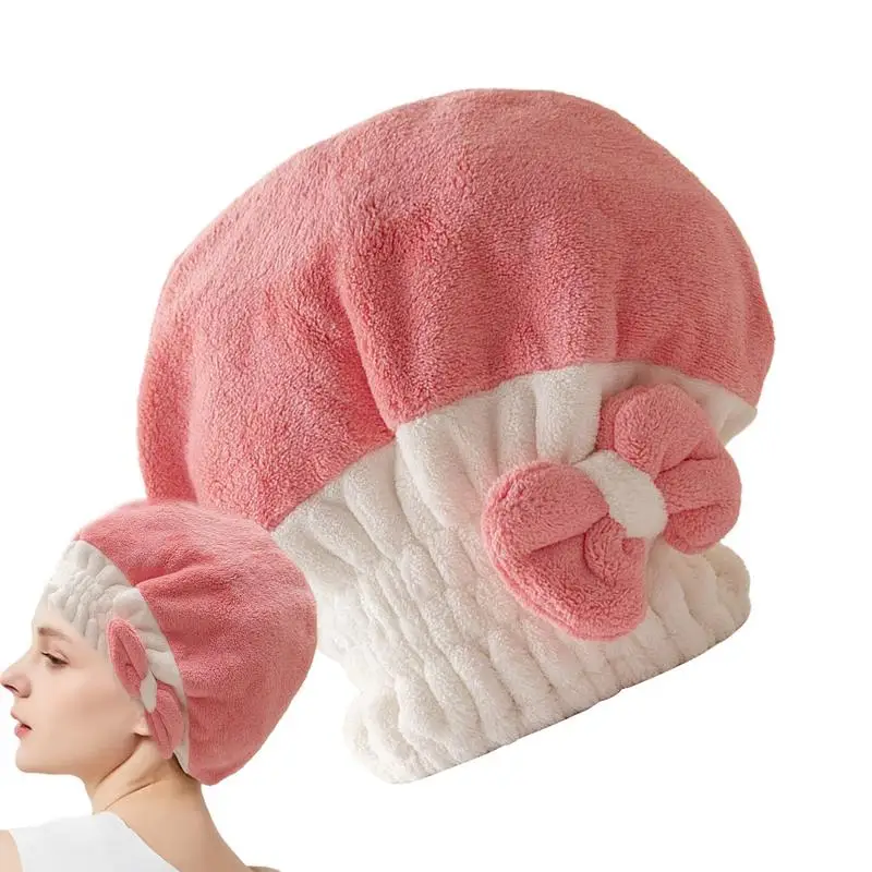 

Hair Towel Wrap For Women Absorbent Bowknot Cute Hair Dry Cap Hat Shower Hair Wrap Cap Hair Towels For Women Bathing Wrapped Cap