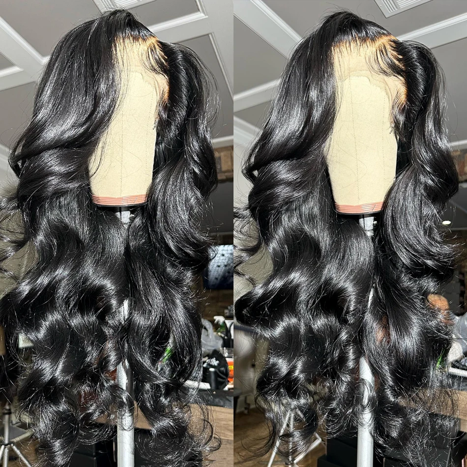 Peruca dianteira transparente do laço da onda do corpo para mulheres, perucas do cabelo humano, brasileiro, glueless, 13x4, 5x5, 13x6 HD, 30"