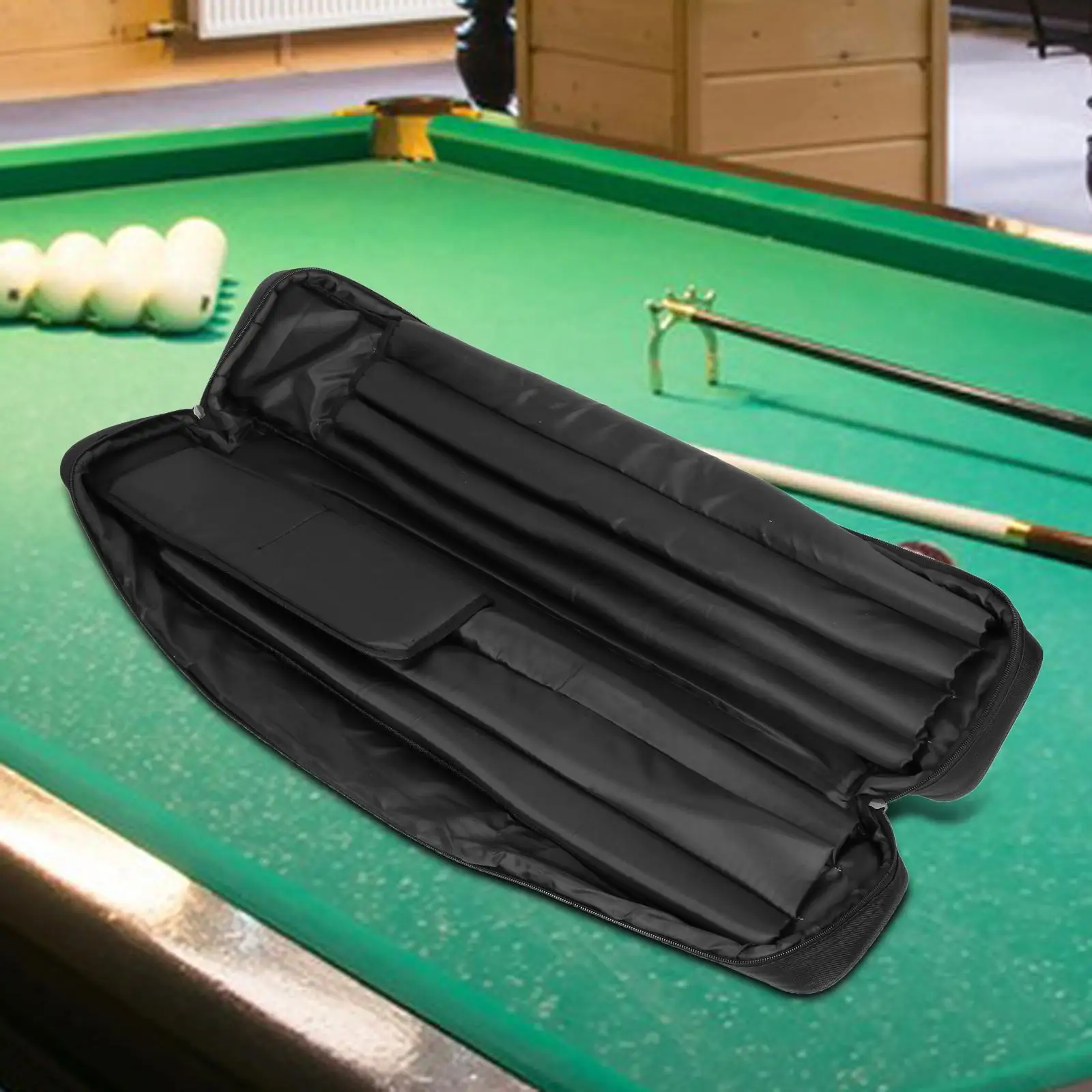 Carry Bag Billiards Pool Cue Cases 1/2 Cue Cases Compact Pool Cue Cases Anti Scratch Soft Cue Bag 7 Holes Cue Cases 32.68inch