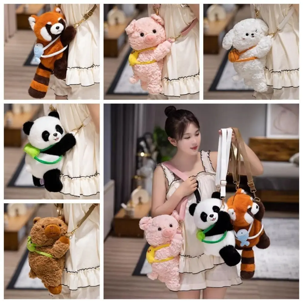 แฟชั่นหมู Plush Panda กระเป๋าเป้สะพายหลังขนสัตว์สุนัขสัตว์ Raccoon กระเป๋า Kawaii การ์ตูนสัตว์ Capybara กระเป๋า Crossbody นักเรียน