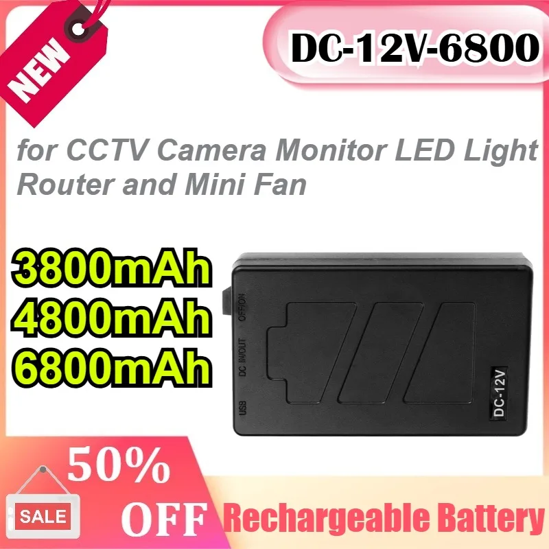 

DC-12V-6800 12V 3800/4800/6800mAh Portable Rechargeable Lithium Battery for CCTV Camera Monitor LED Light Router and Mini Fan
