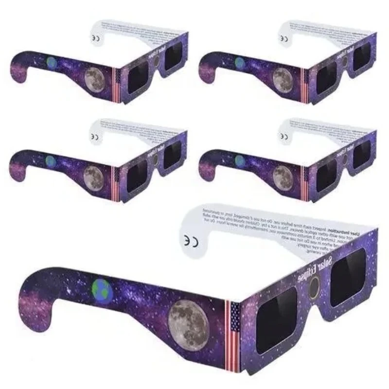 

5PCS Premium Eclipse Eyeglasses AAS Approved Solar Glasses CE and ISO Certified HD Filter Film Crisp Image Goggles Paper Eyewear