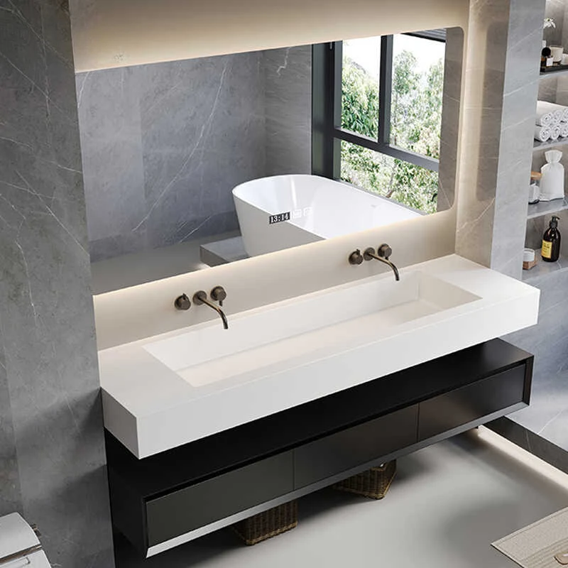 

Light luxury style oversized integrated basin, rock slab integrated basin, bathroom cabinet combination, toilet, washbasin