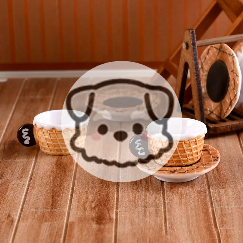 3set Miniature Dollhouse Latte Coffee Mug Mini Cup Model Toys For Home Decor Accessories