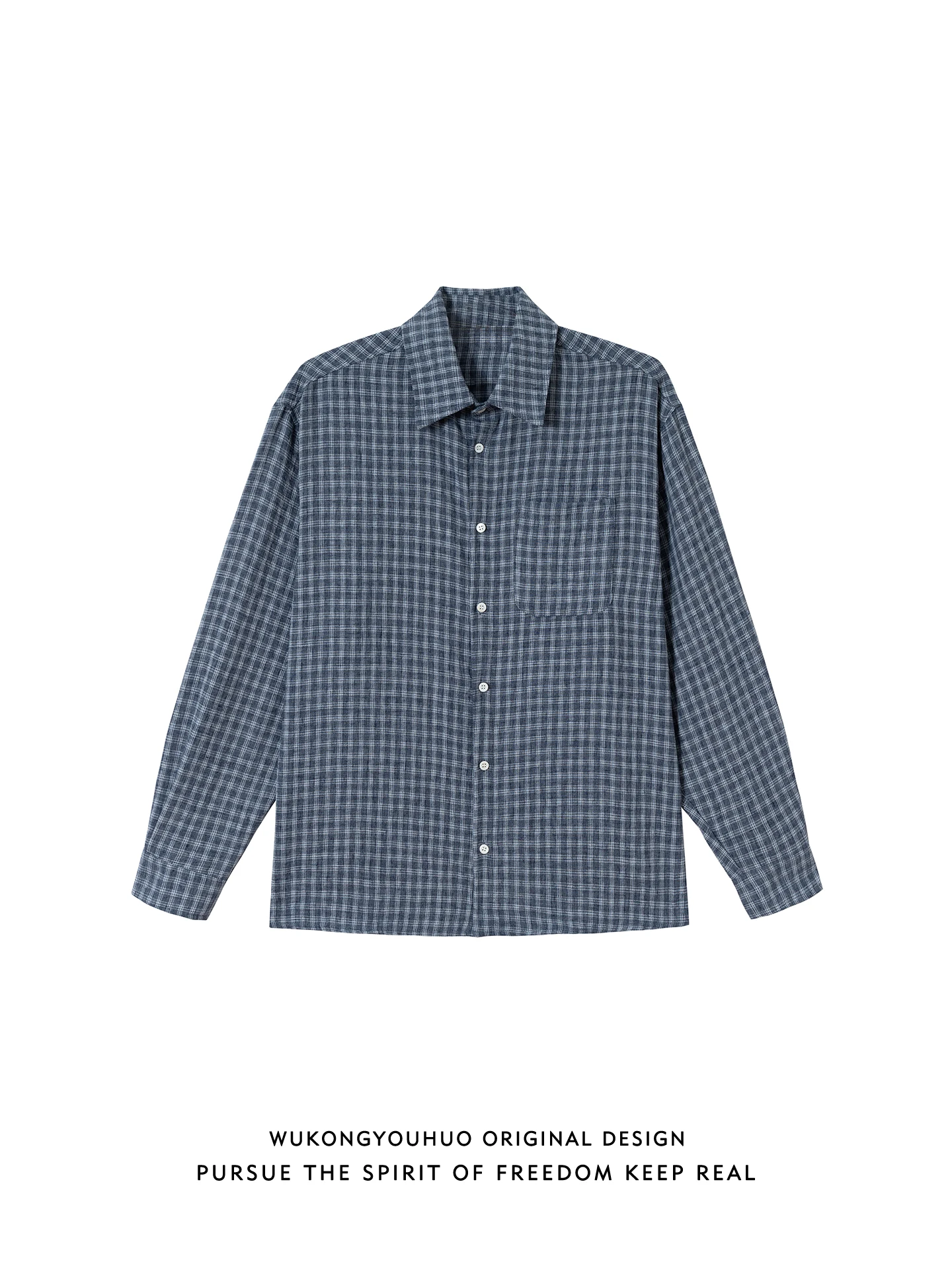 

Весенняя винтажная рубашка в клетку с длинным рукавом, свободного кроя, повседневная, мужская, бренд GuanXing, молодежная, 100% полиэстер, на пуговицах