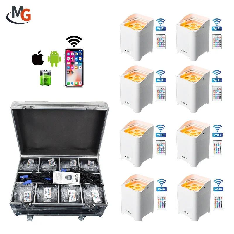 

8 беспроводных аккумуляторных 6x18 Вт RGBWA UV 6 в 1