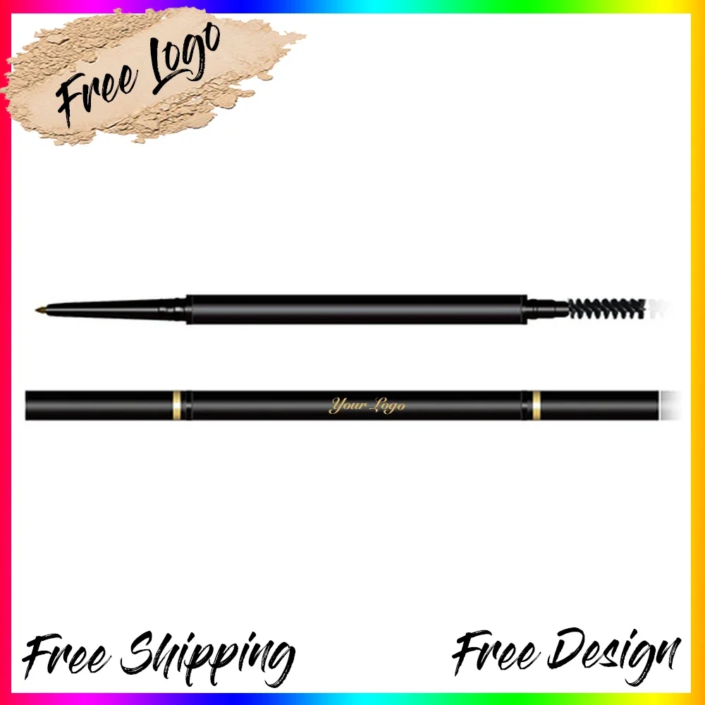 Private Label Eyebrow Pencils for Vegan and Vegetarian Customers 2in1 Ultra Thin Eye Brow Pencil Wholesale Makeup Supplier