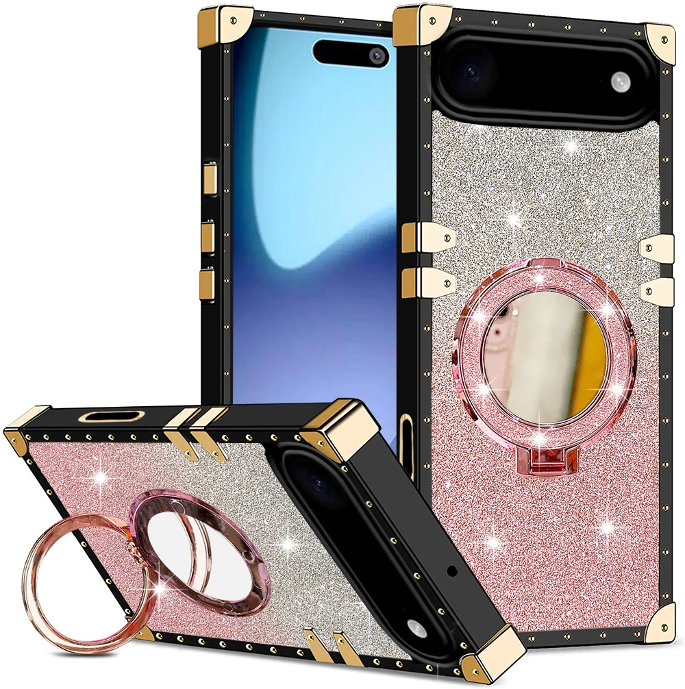 

Luxury Glitter Gradient Cover Women Makeup Mirror Stand Phone Case for Samsung Galaxy S25 Ultra Edge S24 FE S23 Plus S22 S21 S20