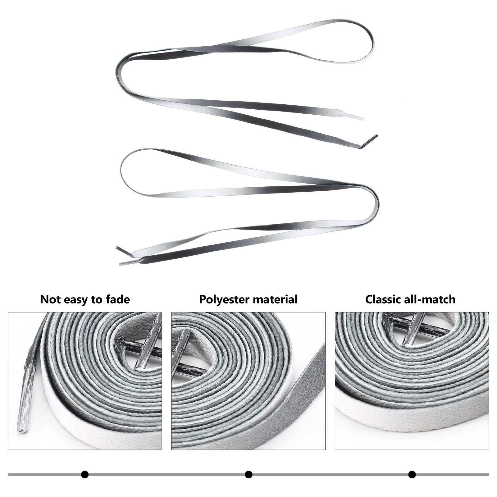 

1 пара прочных эластичных плоских шнурков с градиентом, кроссовки для бега, утолщенный полиэстер, черный градиентный узор, быстрая установка