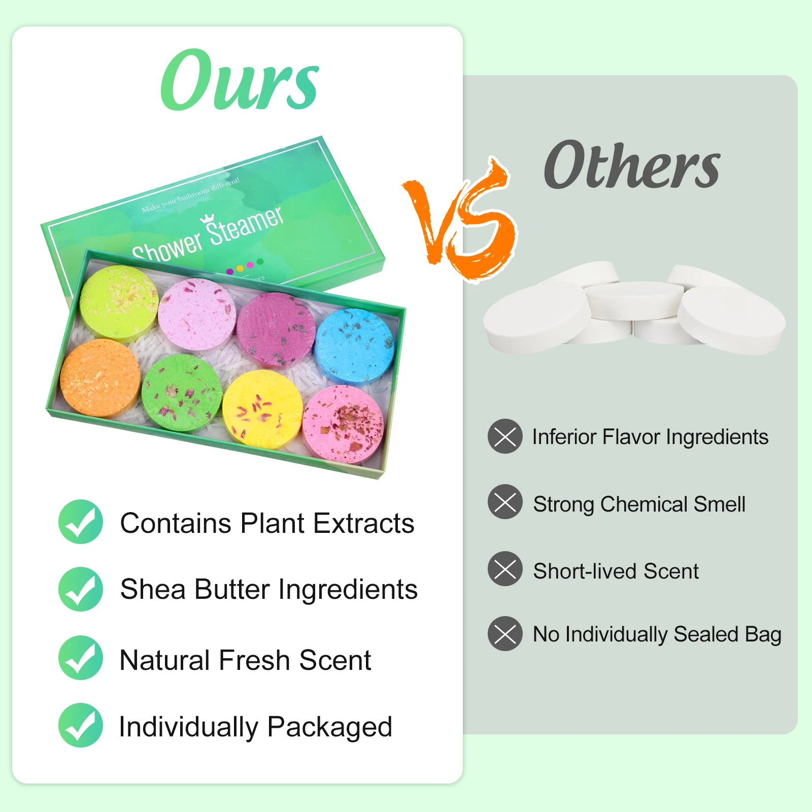 

8Pcs Aromatherapy Shower Steamers Natural Bath Salt Tablets with Dried Flowers for Relaxation and Skin Nourishment Spa Bubble