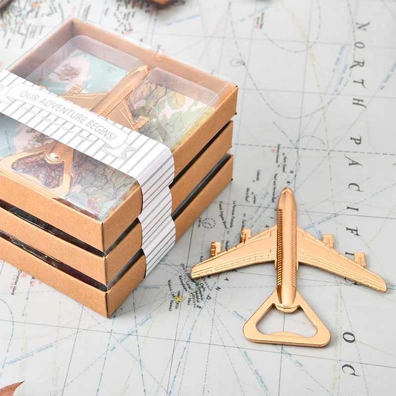 30Pcs Airplane Bottle Opener Wedding Party Favor for Guests Let the Adventure Begin Antique Beer Bottle Opener for Wedding